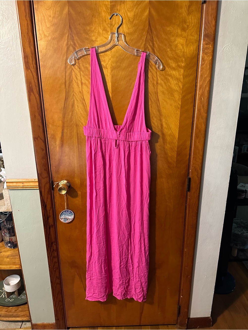 Shade & Shore Hot Pink Sleeveless V-Neck Maxi Dress